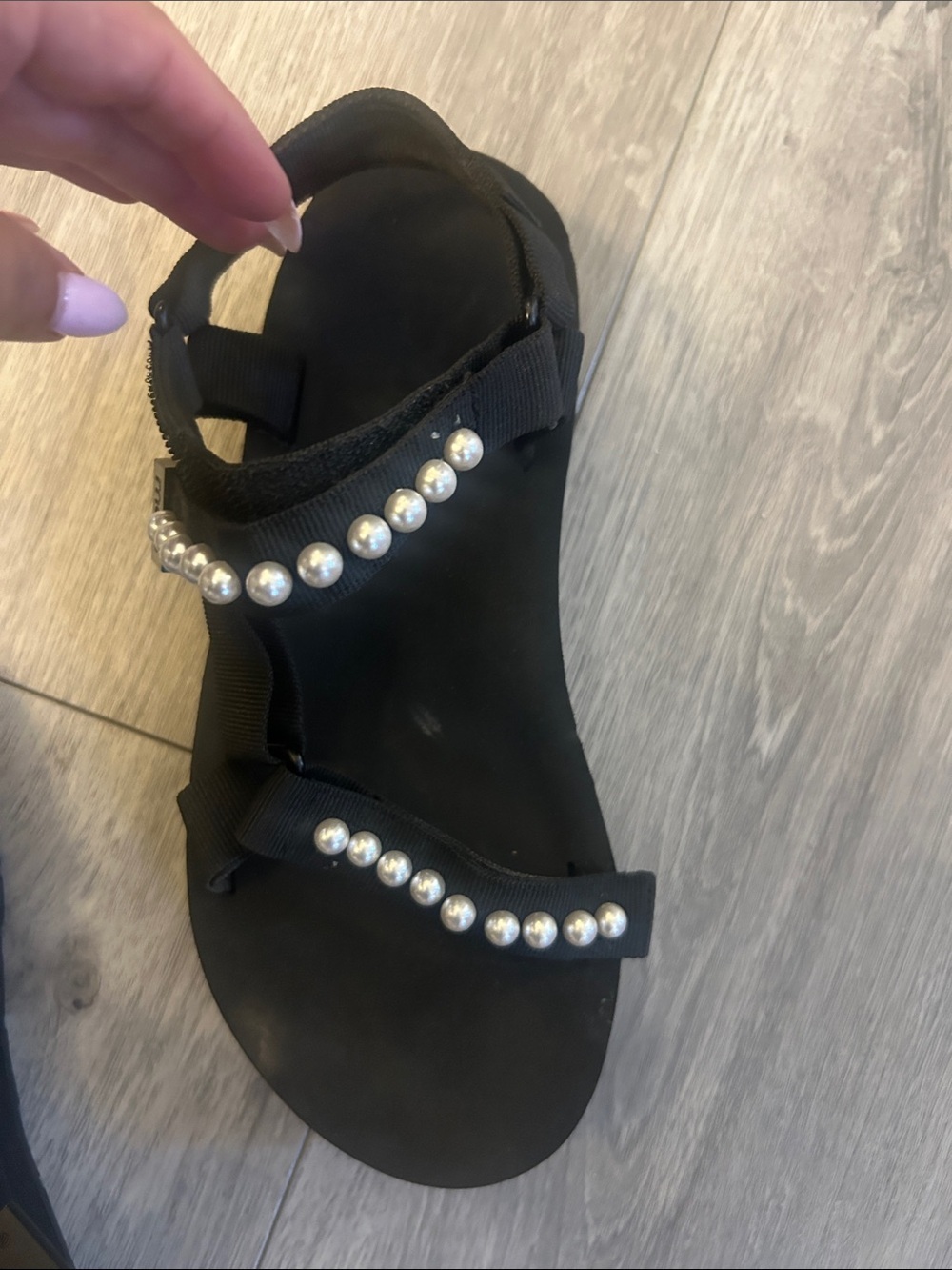 MAJE Black Pearl-Embellished Women's Sandals Sz 37